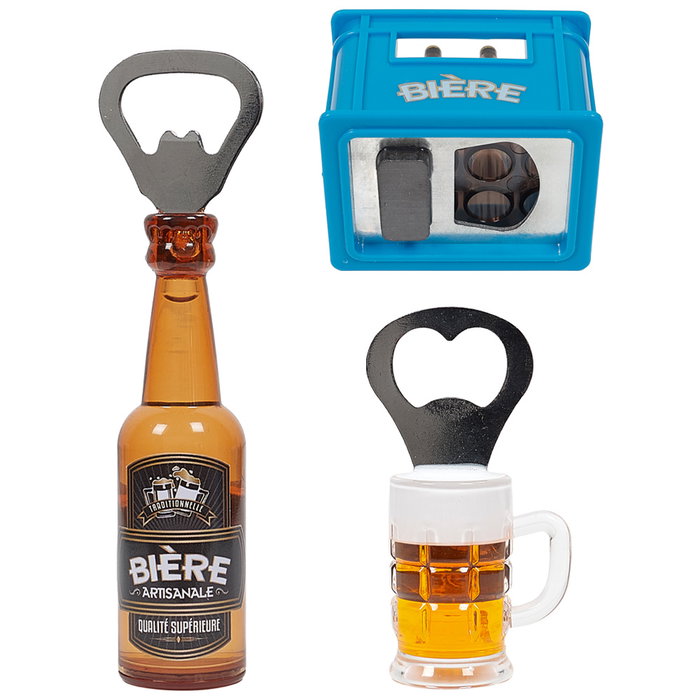 Mister Gadget Lot de 9 ouvre-bouteilles avec aimant, modèles assortis