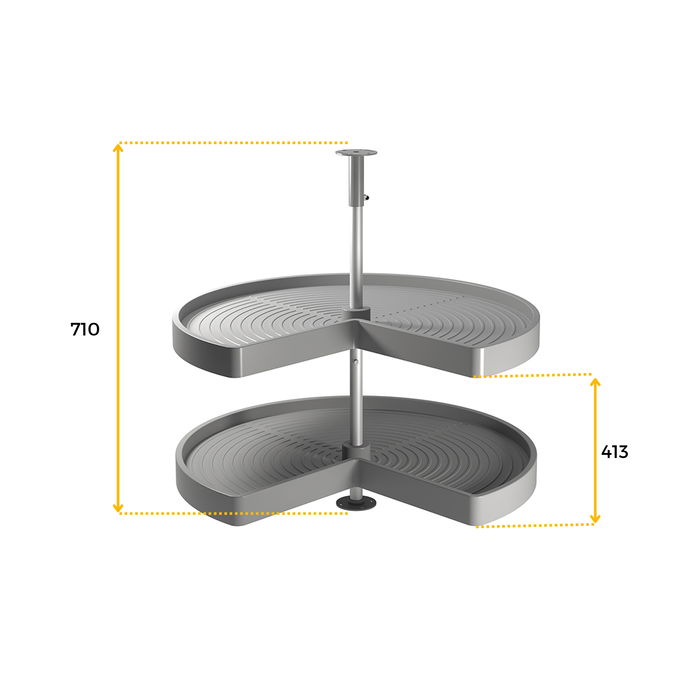 Emuca jeu de plateaux rotatifs Shelvo 3/4, pour module de 900mm, plastique et aluminium, Gris