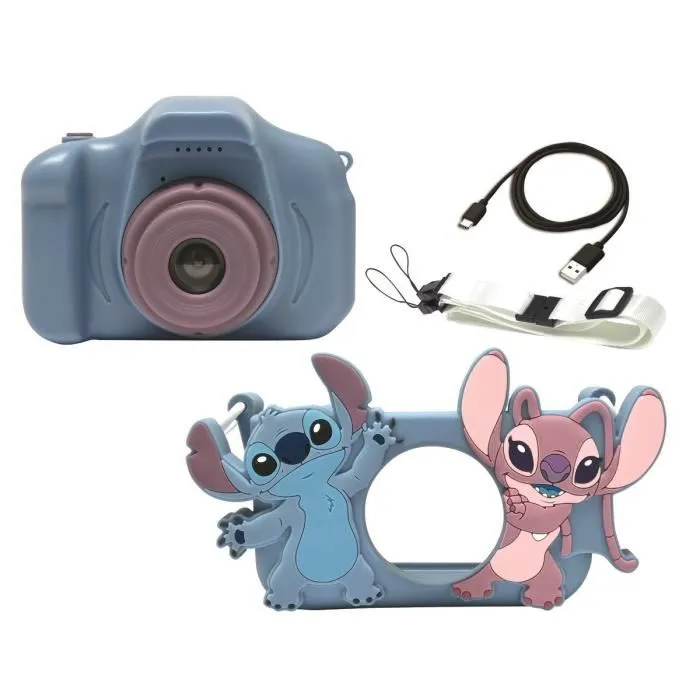 Lexibook Appareil Photo Enfant Disney Stitch 4 en 1 avec Protection et Carte Mémoire Incluse