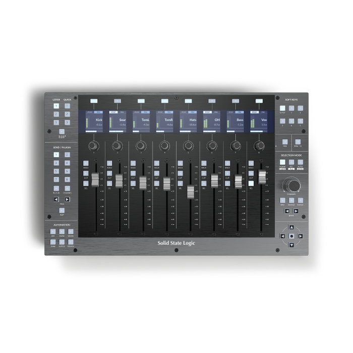 SSL UF8 Contrôleur DAW 8 Faders Motorisés Tactiles, 8+1 Encodeurs Rotatifs, Écrans TFT HD, Rétroéclairage RGB SSL UF8 Contrôleur DAW 8 Faders Motorisés Tactiles, 8+1 Encodeurs Rotatifs, Écrans TFT HD, Rétroéclairage RGB
