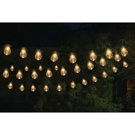 Smart Garden Guirlande Solaire Globulb 40 LED Blanc Chaud 13.7 m, Alimentation Panneau Solaire, Étanchéité IP44, 2 Piles AA, Allumage Automatique