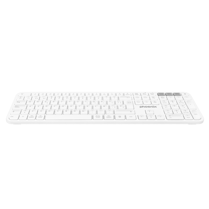Phoenix technologies K300 Clavier sans fil multidispositif Bluetooth et 2.4GHz avec touches multimédias, compatible Windows/macOS/iOS