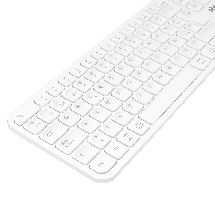 Phoenix technologies K300 Clavier sans fil multidispositif Bluetooth et 2.4GHz avec touches multimédias, compatible Windows/macOS/iOS