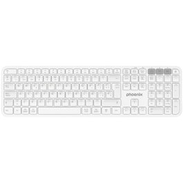 Phoenix K300 Clavier sans fil blanc QWERTY espagnol avec pavé numérique et connectivité triple