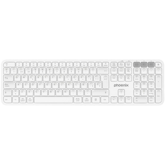 Clavier Bluetooth Phoenix K300 Blanc Espagnol Qwerty Clavier Bluetooth Phoenix K300 Blanc Espagnol Qwerty