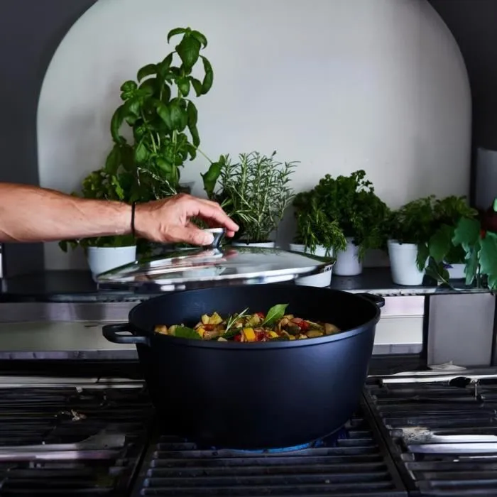 Baumalu Mijoteuse haute 36 cm - 384942 - Intérieur en céramique avec couvercle, idéale pour plats mijotés