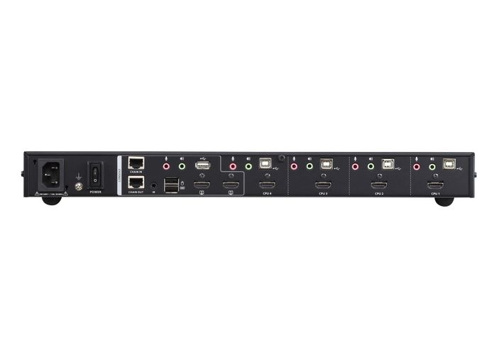 Aten Commutateur KVMP multivue 4K HDMI USB à 4 ports CM1284 avec câbles HDMI USB et télécommande IR
