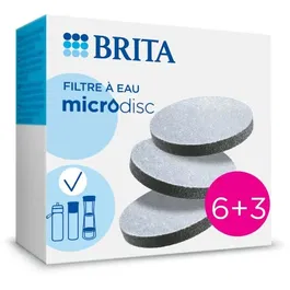 Brita MicroDisc - Pack de 9 cartouches filtrantes - 1 filtre pour 1 mois - Réduction du chlore et des impuretés