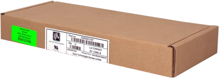 Zebra 03200GS11007 Rouleau de transfert thermique noir 12 rouleaux Cire-résine 110 mm x mm x 74 m Noyau 12,7 mm Zebra 03200GS11007 Rouleau de transfert thermique noir 12 rouleaux Cire-résine 110 mm x mm x 74 m Noyau 12,7 mm