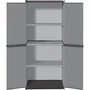 TOOD - Armoire de rangement haute extérieure en résine avec 3 étagères - Gris - Pour garage, jardin, atelier