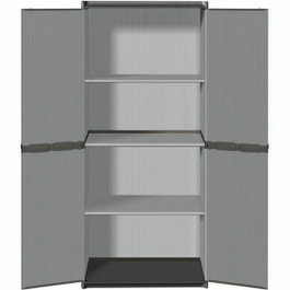 TOOD Armoire de rangement haute en résine - 3 tablettes - Gris