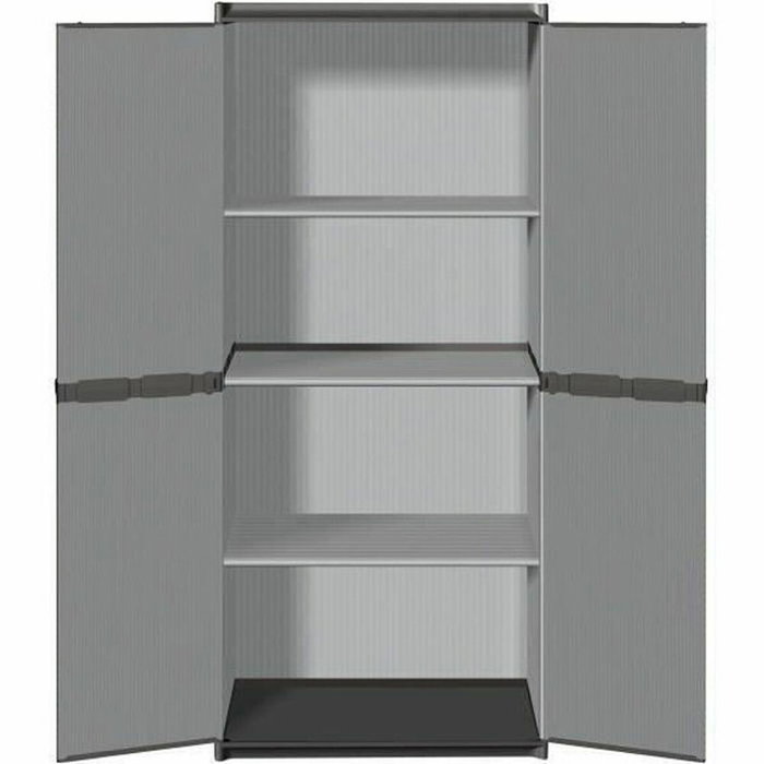 TOOD Armoire de rangement haute en résine - 3 tablettes - Gris TOOD Armoire de rangement haute en résine - 3 tablettes - Gris