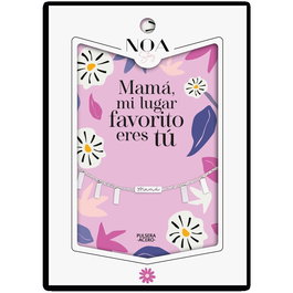 NOA STORY Bracelet Mama en acier inoxydable argenté avec gravure 'Mama Mi Lugar Favorito Eres Tu' - Bijou cadeau