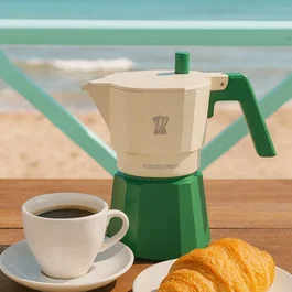 Pezzetti - Cafetière moka italienne 3 tasses (Moka Express) en aluminium, verte - Pour un café espresso authentique à la maison