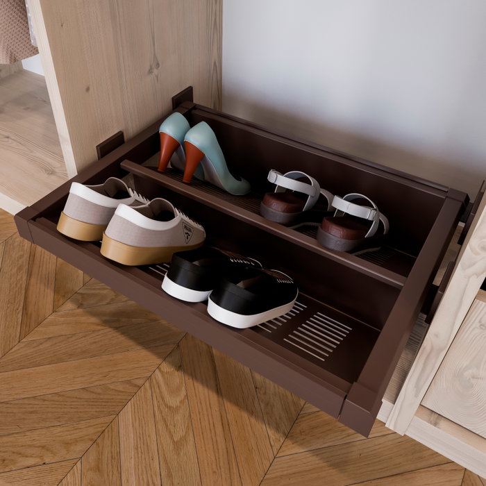 Emuca Range-chaussures extractible Moka, 564 - 594, Peint en moka, Acier.