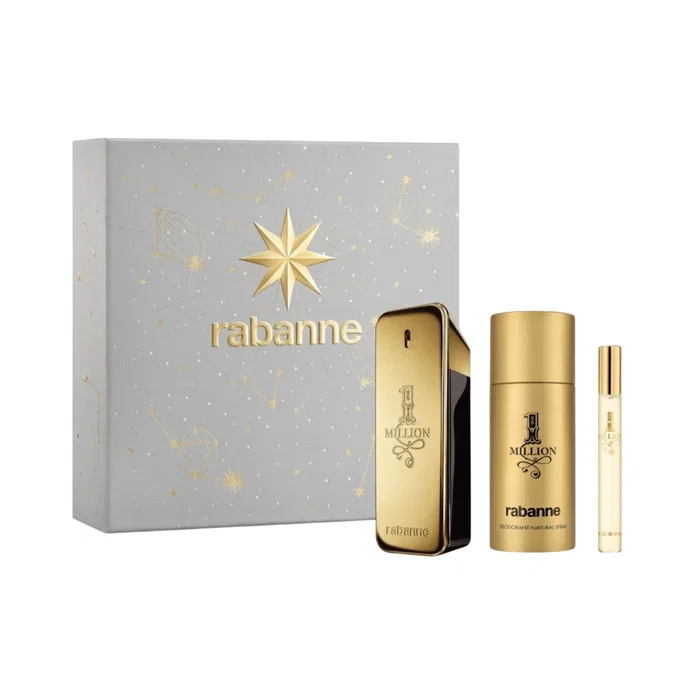 Rabanne 1 MILLION Coffret 3 pièces (100 ml + 150 ml + 10 ml) de toilette pour homme Rabanne 1 MILLION Coffret 3 pièces (100 ml + 150 ml + 10 ml) de toilette pour homme
