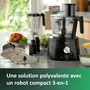 Philips HR7776/90 Robot Multifonction Avance Série 7000 - 1300W, 12 vitesses, bol 3.4L, PowerChop, Crochet Pétissage Métallique, Noir