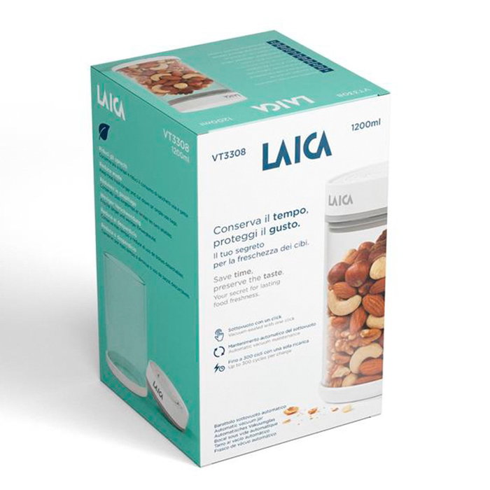 Laica Bocal de mise sous vide automatique en verre, 1,2 l