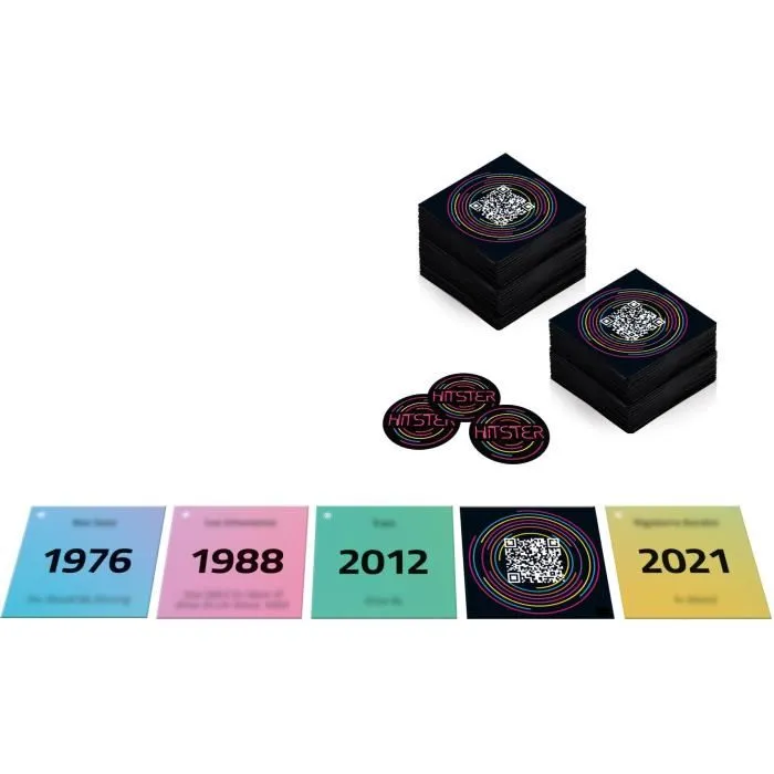 Dujardin Jeu Hitster Summer - Jeu de société musical - À partir de 16 ans - Ambiance - 2 joueurs ou plus - Cartes à QR code