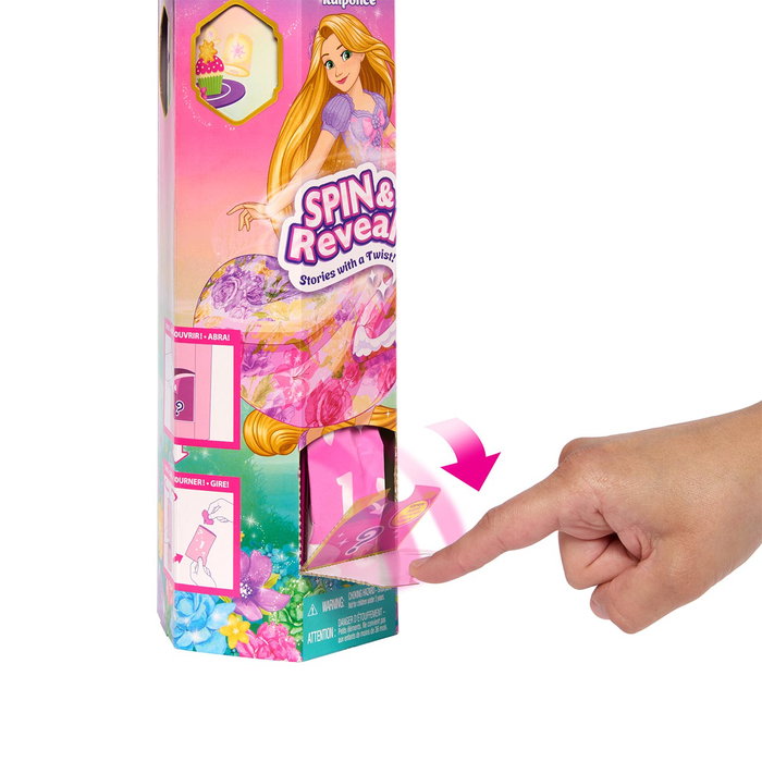 Mattel Disney Princess - Poupée Rapunzel Spin & Reveal HTV86 avec 10 surprises, 5 sacs mystères, accessoires et stickers - Jouet inspiré du film Raiponce - 3 ans et plus Mattel Disney Princess - Poupée Rapunzel Spin & Reveal HTV86 avec 10 surprises, 5 sacs mystères, accessoires et stickers - Jouet inspiré du film Raiponce - 3 ans et plus