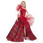 Barbie Poupée Signature Joyeux Noël Blonde avec robe rouge à carreaux