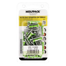 WOLFPACK LINEA PROFESIONAL Blister de chevilles Topgripper bimatériau Ø 5 mm avec vis, 50 pièces