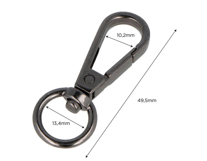 Innspiro Mousqueton à anneau rond Zamak Nickel noir 13,4 mm (Lot de 5)