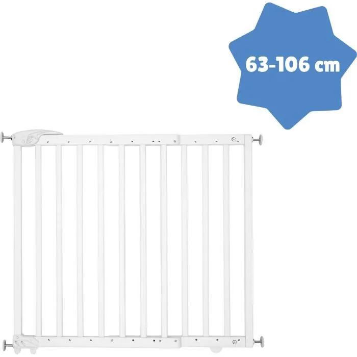 Badabulle Deco Pop Barrière de sécurité blanche Fixation pression et vis Extensible 63.5 - 106cm