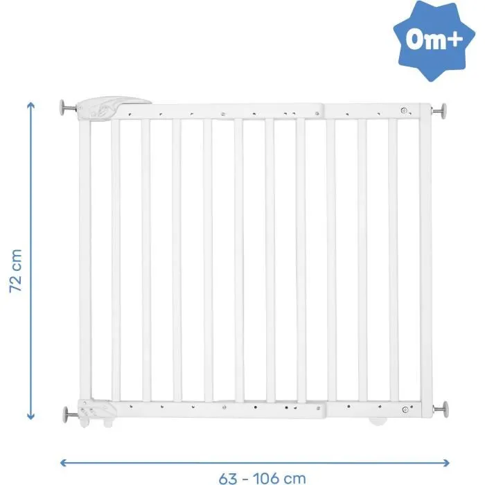 Badabulle Deco Pop Barrière de sécurité blanche Fixation pression et vis Extensible 63.5 - 106cm