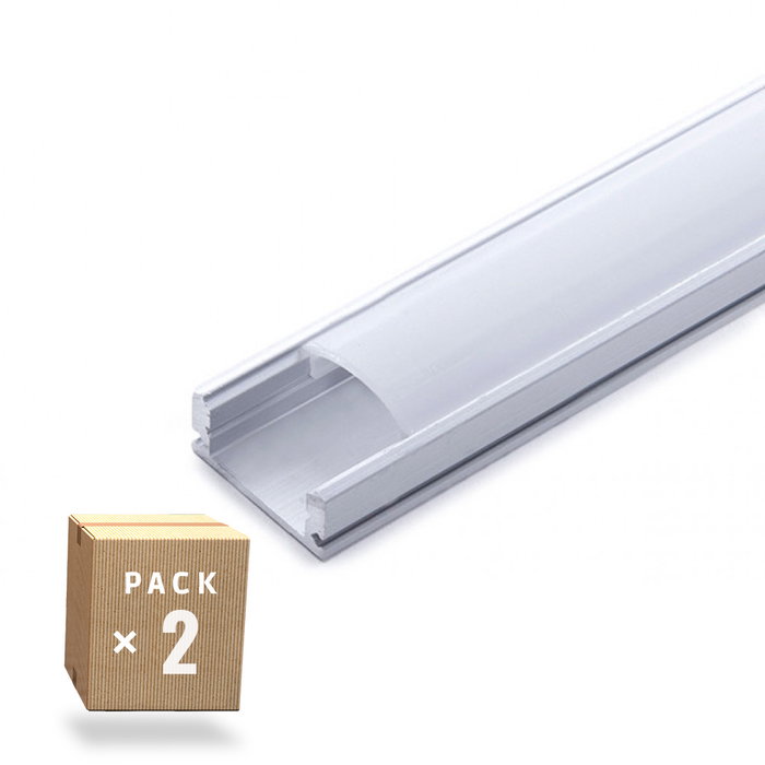 Greenice Pack de 2 Profilés en Aluminium pour LED avec Diffuseur Laiteux 2M
