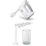 Bosch MFQ36440 Batteur, 450 W, 5 Vitesses, 2 Fouets/2 Crochets Pétrisseurs Inox, Bol Gradué avec Couvercle, Blanc/Gris