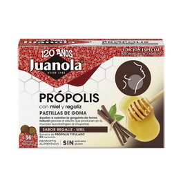 Juanola - Bonbons à la Propolis au Miel et à la Réglisse pour la Gorge - Lot de 36 Unités