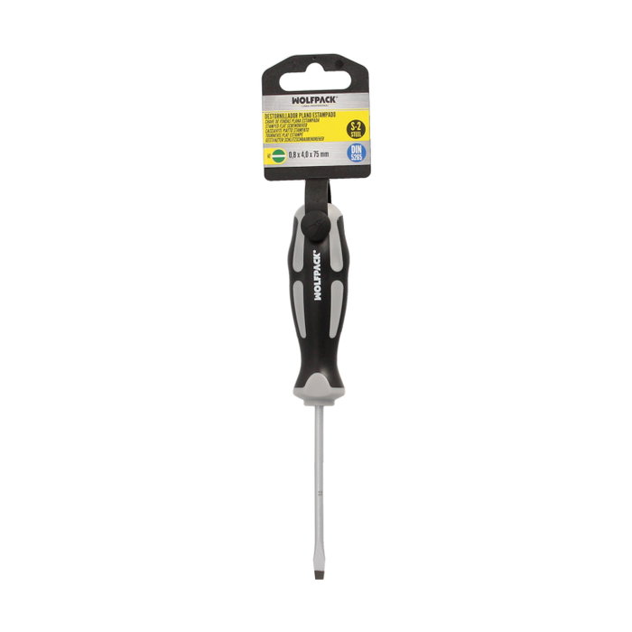 WOLFPACK LINEA PROFESIONAL Tournevis Plat Estampé Acier S2 0,8 x Ø 4,0 x 75 mm WOLFPACK LINEA PROFESIONAL Tournevis Plat Estampé Acier S2 0,8 x Ø 4,0 x 75 mm