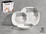 Vivalto Set de 18 pièces Vajilla Cuadrada Líneas Blanc et Noir 26x12x26cm (Set de 2)