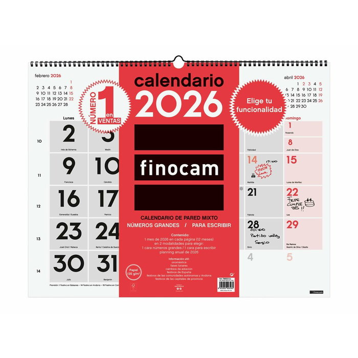 calendrier mural Finocam Papier 54 x 42 cm calendrier mural Finocam Papier 54 x 42 cm