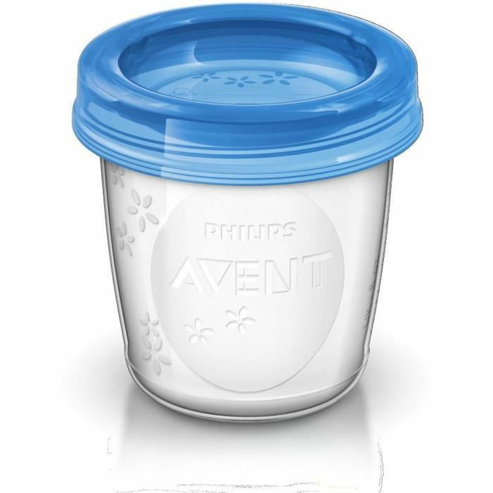 Philips Avent Pots de conservation de lait maternel 180ml (Lot de 10) avec 2 adaptateurs Philips Avent Pots de conservation de lait maternel 180ml (Lot de 10) avec 2 adaptateurs