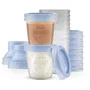 Philips Avent Pots de conservation pour lait maternel, 10 x 180 ml avec 2 adaptateurs, compatibles tire-lait et tétines