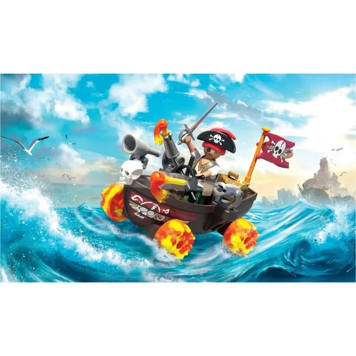 Playmobil 71720 - Ensemble de Jeu de Pirate Kart Bateau Funstars, 45 Pièces, Jouet Créatif pour Enfants Dès 4 Ans