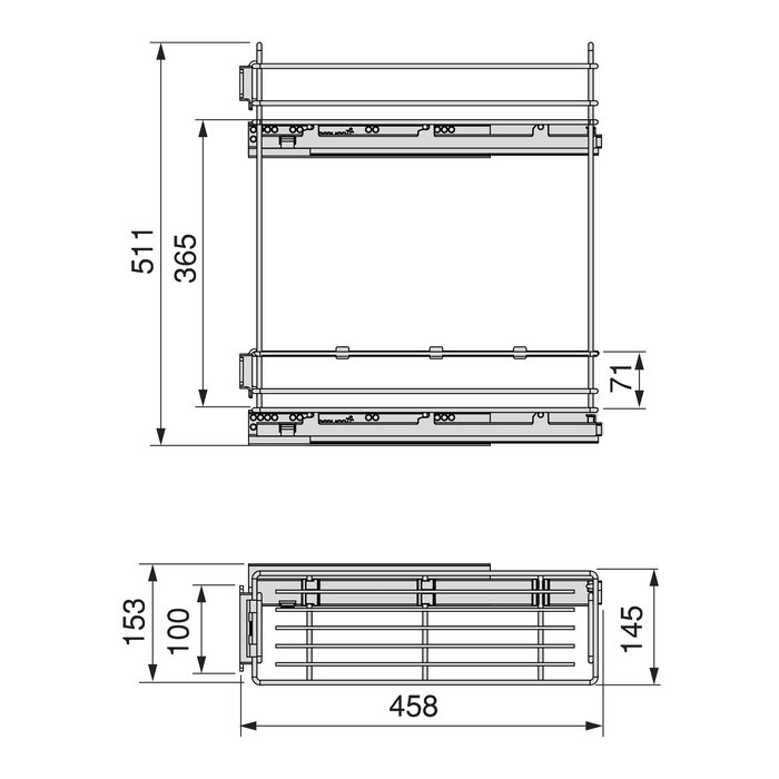 Emuca porte-bouteilles latéral extractible TitaneMax, avec fermeture amortie, module 200mm, Acier, Chromé Emuca porte-bouteilles latéral extractible TitaneMax, avec fermeture amortie, module 200mm, Acier, Chromé