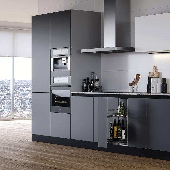 Emuca porte-bouteilles latéral extractible TitaneMax, avec fermeture amortie, module 200mm, Acier, Chromé Emuca porte-bouteilles latéral extractible TitaneMax, avec fermeture amortie, module 200mm, Acier, Chromé