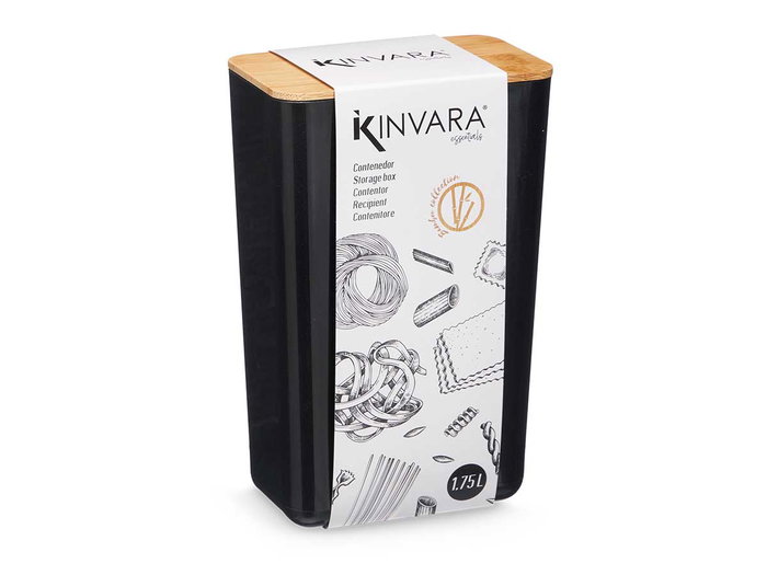 KINVARA Lot de 8 bocaux rectangulaires hauts 1,75L noir-marron