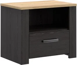 BOHOL Chevet avec 1 tiroir et 1 niche - Chêne et blanc - L61,6 x P42 x H52 cm - Table de nuit moderne