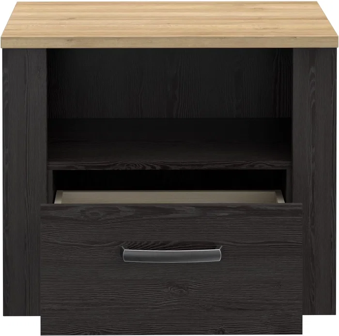 BOHOL Chevet avec 1 tiroir et 1 niche - Chêne et blanc - L61,6 x P42 x H52 cm - Table de nuit moderne