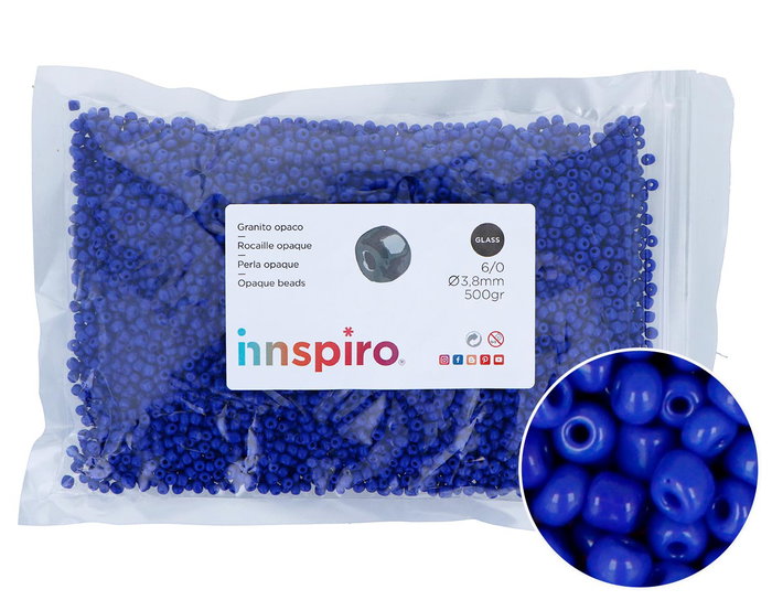 Innspiro Rocaille de verre ronde opaque bleu marine 3,8 mm 500g Innspiro Rocaille de verre ronde opaque bleu marine 3,8 mm 500g
