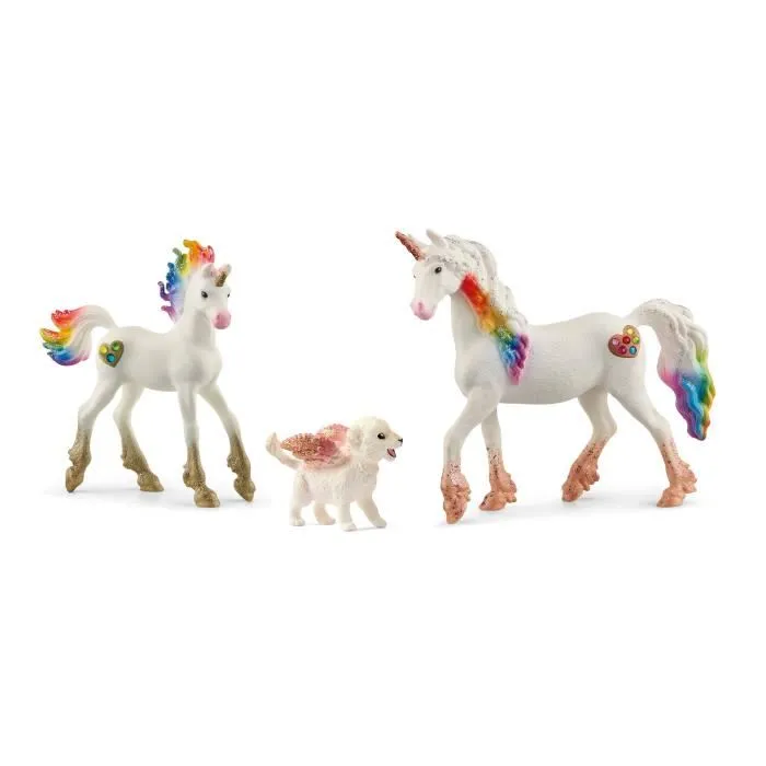 Schleich 72290 Kit Magique Figurine Bayala - Poulain Licorne, Chien Ailé et Jument avec Crinière Arc-en-Ciel et Sabots Dorés Schleich 72290 Kit Magique Figurine Bayala - Poulain Licorne, Chien Ailé et Jument avec Crinière Arc-en-Ciel et Sabots Dorés