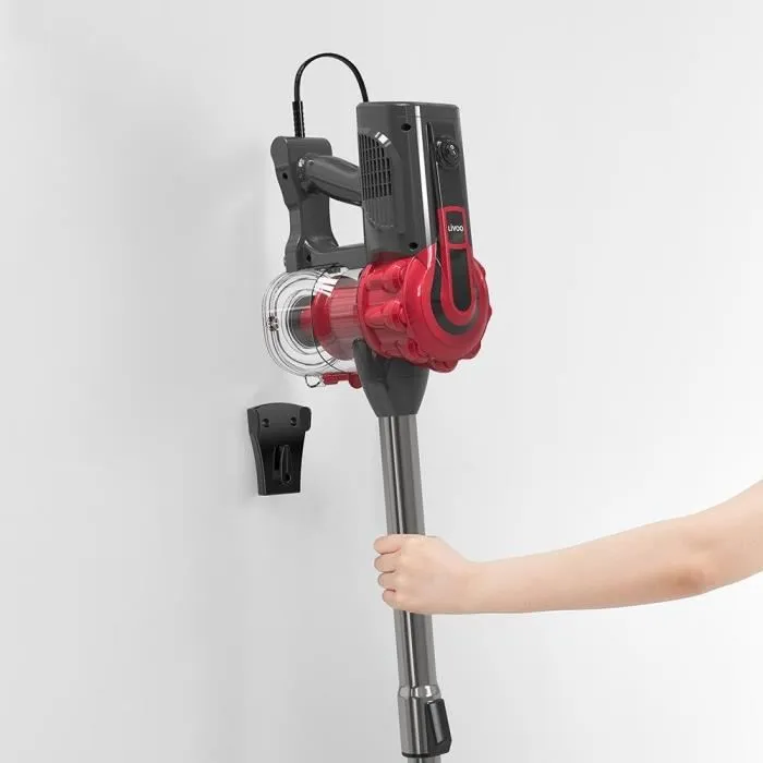 Aspirateur Balai Filaire Livoo DOH142 - 600 W - 12 kPa - Technologie Cyclonique - Léger avec Tube Télescopique - 0,55 L - Rouge