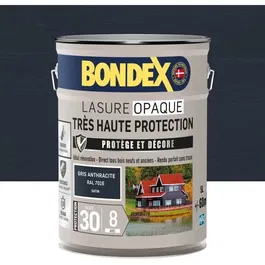 Bondex - Lasure opaque très haute protection satin 8 ans - Gris anthracite RAL 7016 - 5 litres
