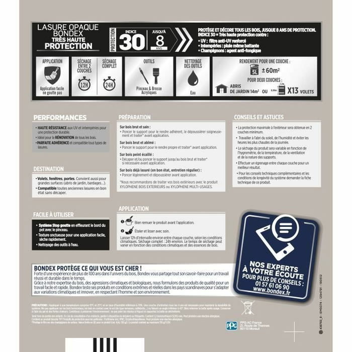 Bondex Lasure opaque Gris anthracite RAL 7016 satin - 5 L