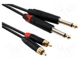 REDS MUSIC Câble Jack 6,3mm x2 vers RCA x2 - 5m - Noir