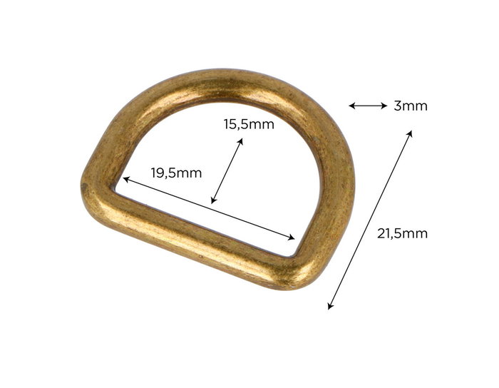 Innspiro Anneau en forme de D en Zamak Or Vieilli 19,5 mm, 5 unités